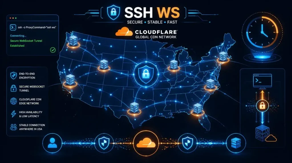 SSH WebSocket CDN Cloudflare United States 3 Days