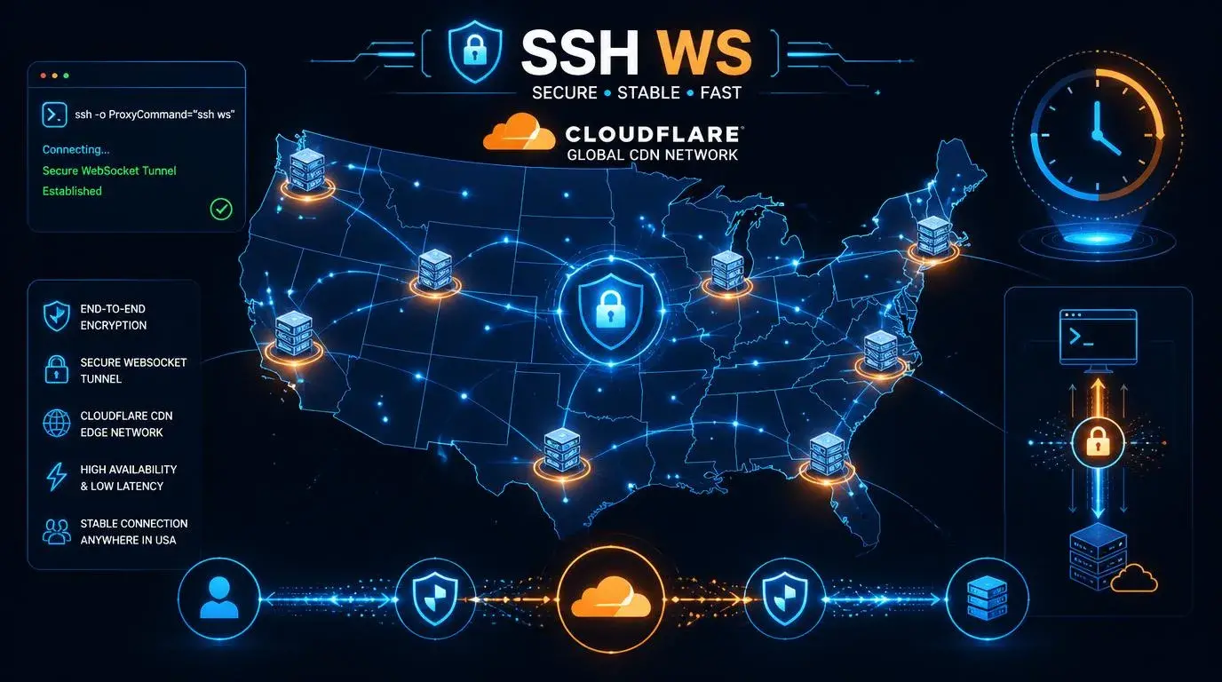 SSH WebSocket CDN Cloudflare United States 3 Days